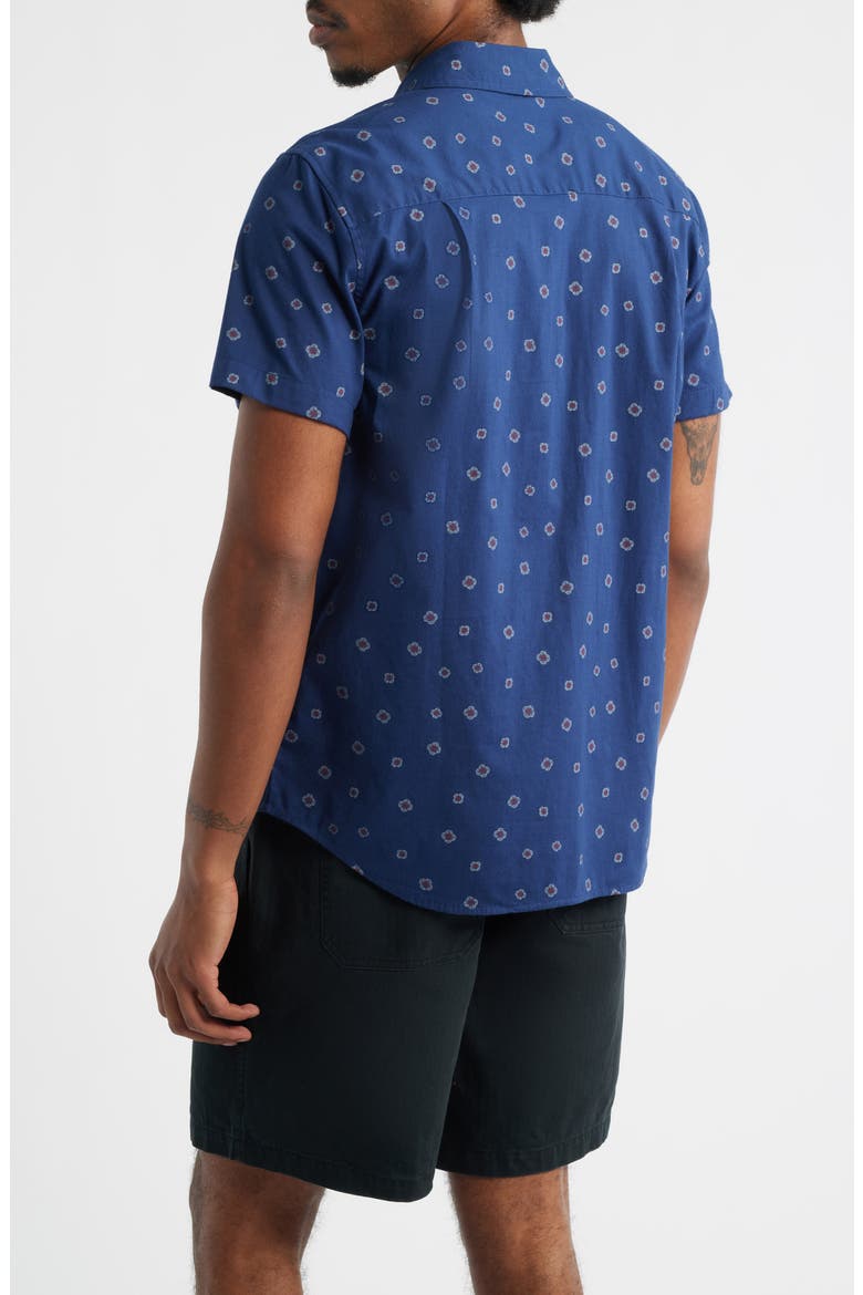 Charter Print Short Sleeve Button-Up Shirt, Alternate, color, MIDNIGHT BLUE GEO