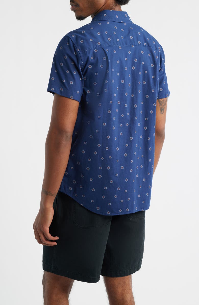 Brixton Charter Print Short Sleeve Button-Up Shirt, Alternate, color, Midnight Blue Geo