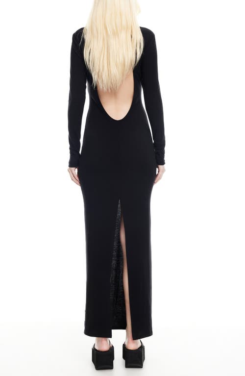 Lioness Muse Open Back Long Sleeve Maxi Dress In Black