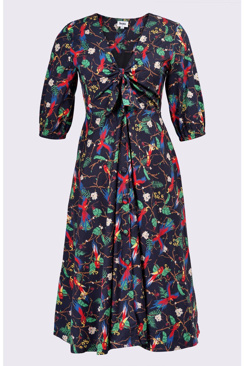 Adriana Tie-Front Midi Dress, Alternate, color, Macaw