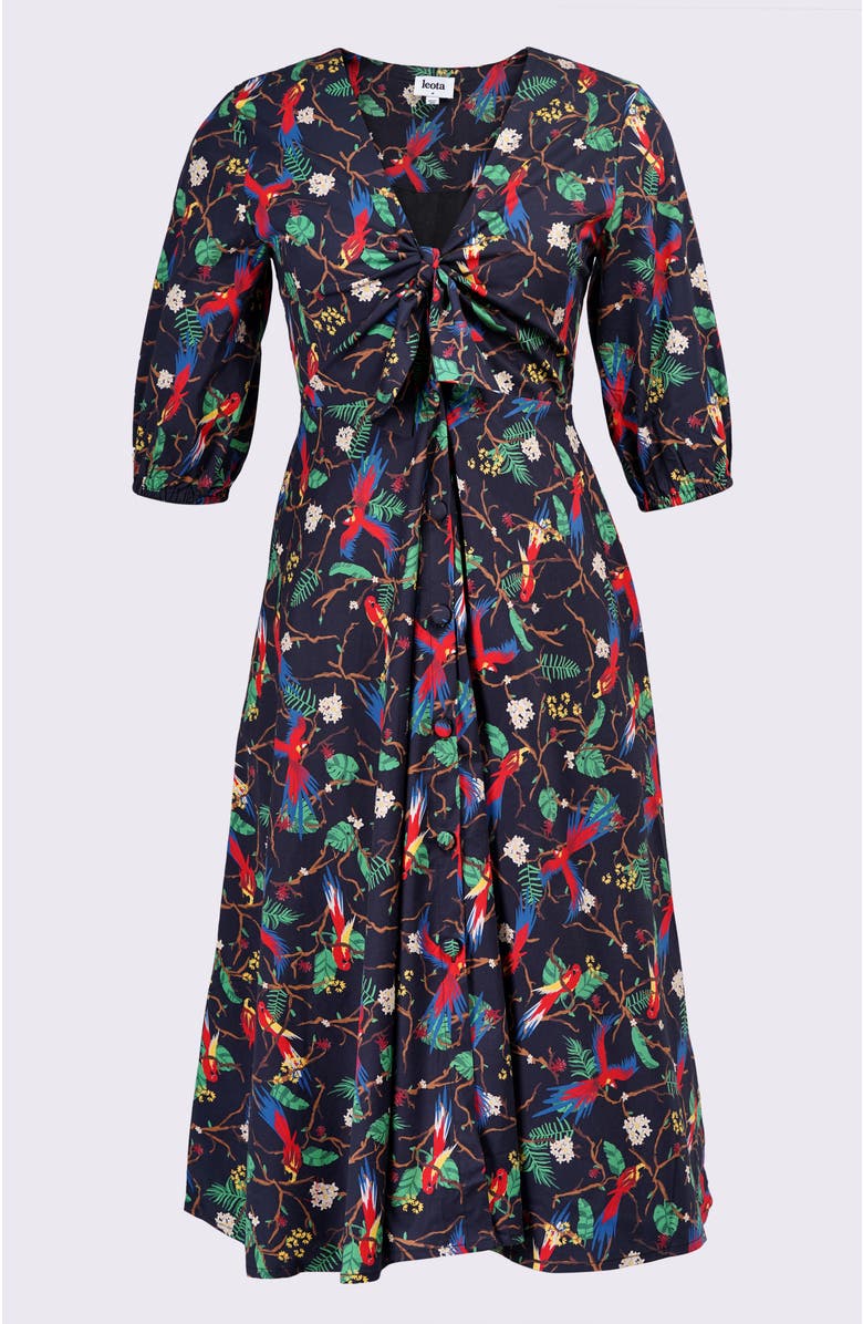Leota Adriana Tie-Front Midi Dress, Alternate, color, Macaw