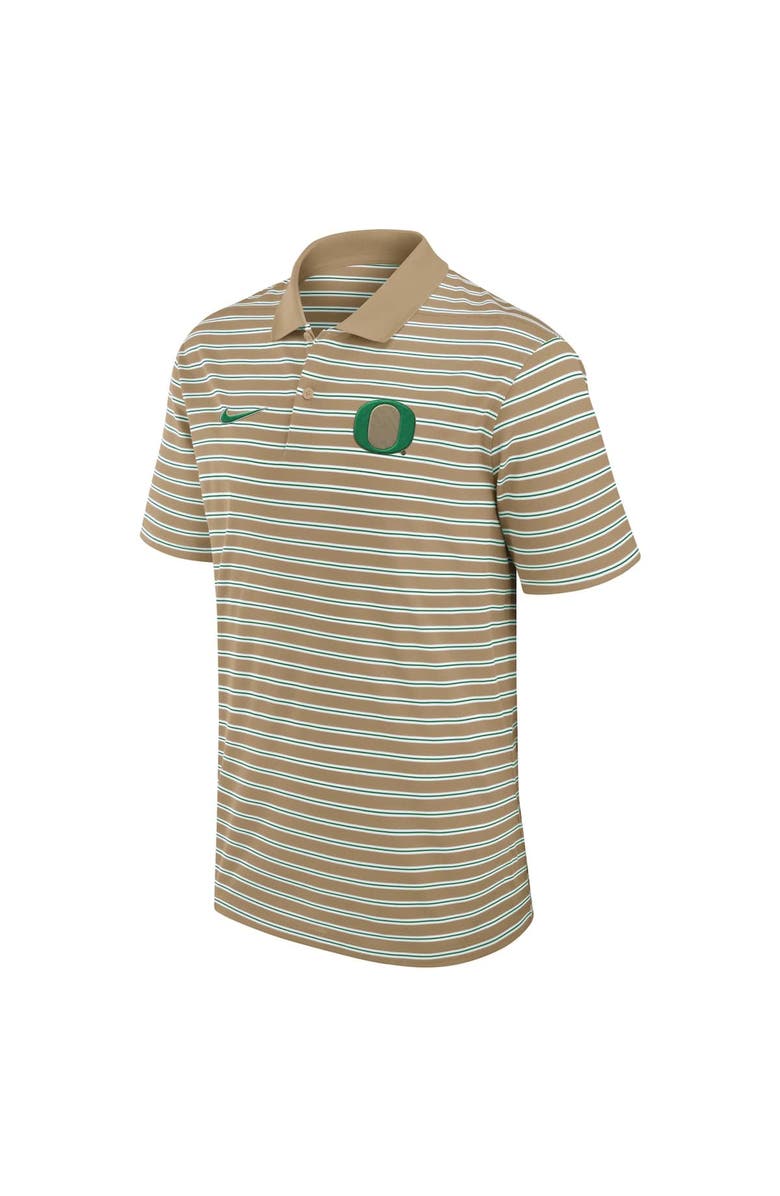 Nike Men's Nike Tan Oregon Ducks Athletic Prep Striped Performance Polo, Alternate, color, Tan