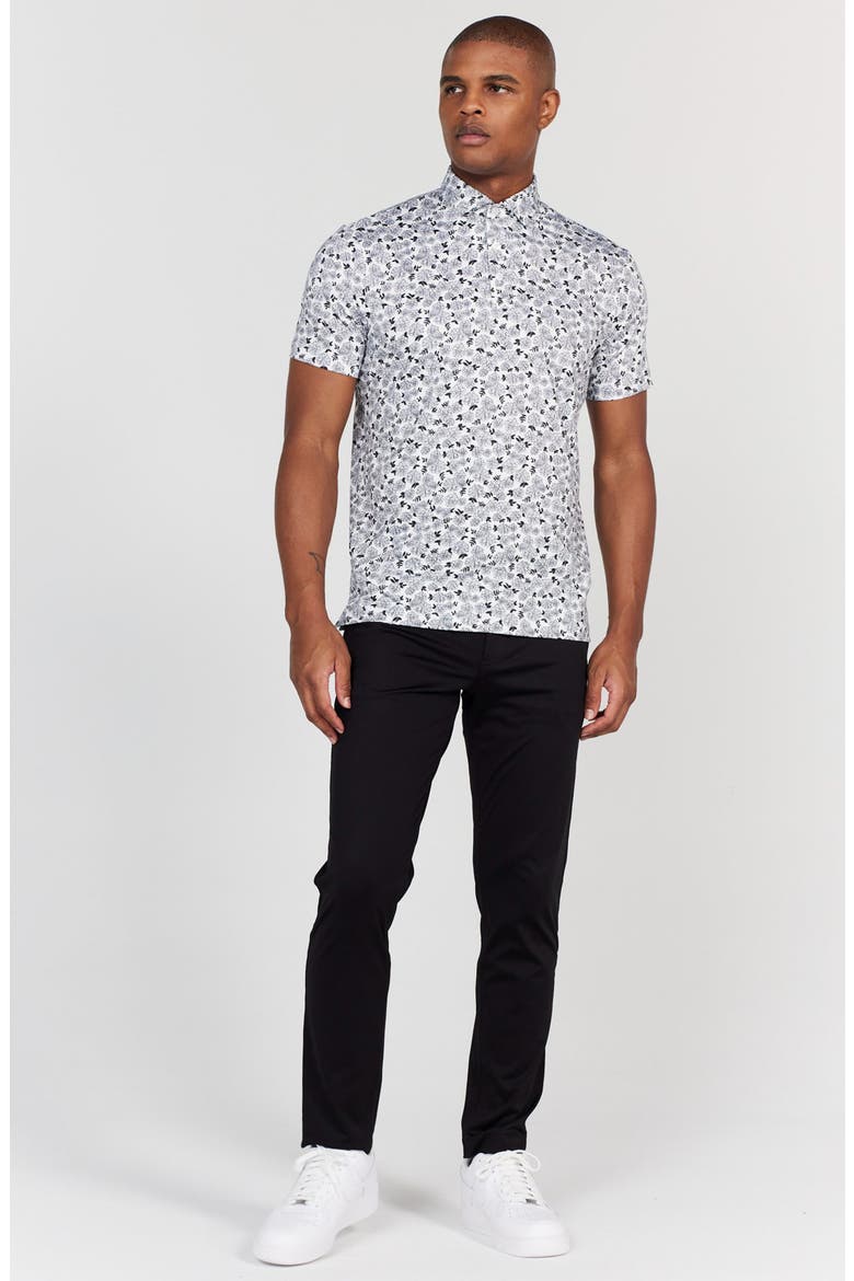 Fordune Floral Performance Golf Polo, Alternate, color, TUXEDO/ WHITE