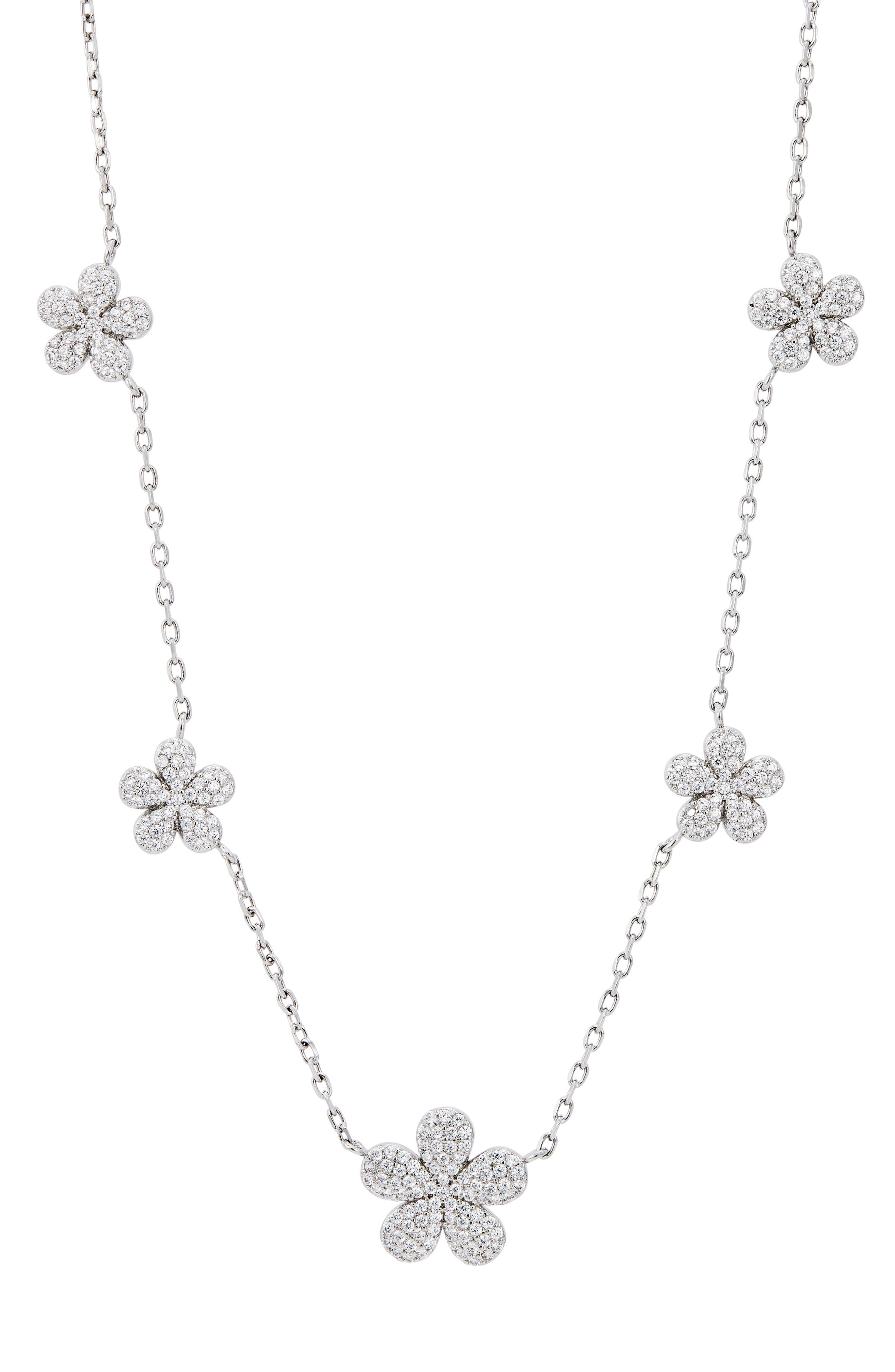 Five-Petal Pavé Station Necklace