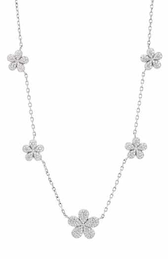 Five-Petal Pavé Station Necklace