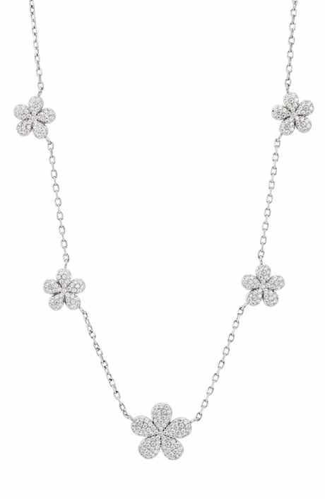 Five-Petal Pavé Station Necklace