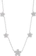 SAVVY CIE JEWELS Five-Petal Pavé Station Necklace