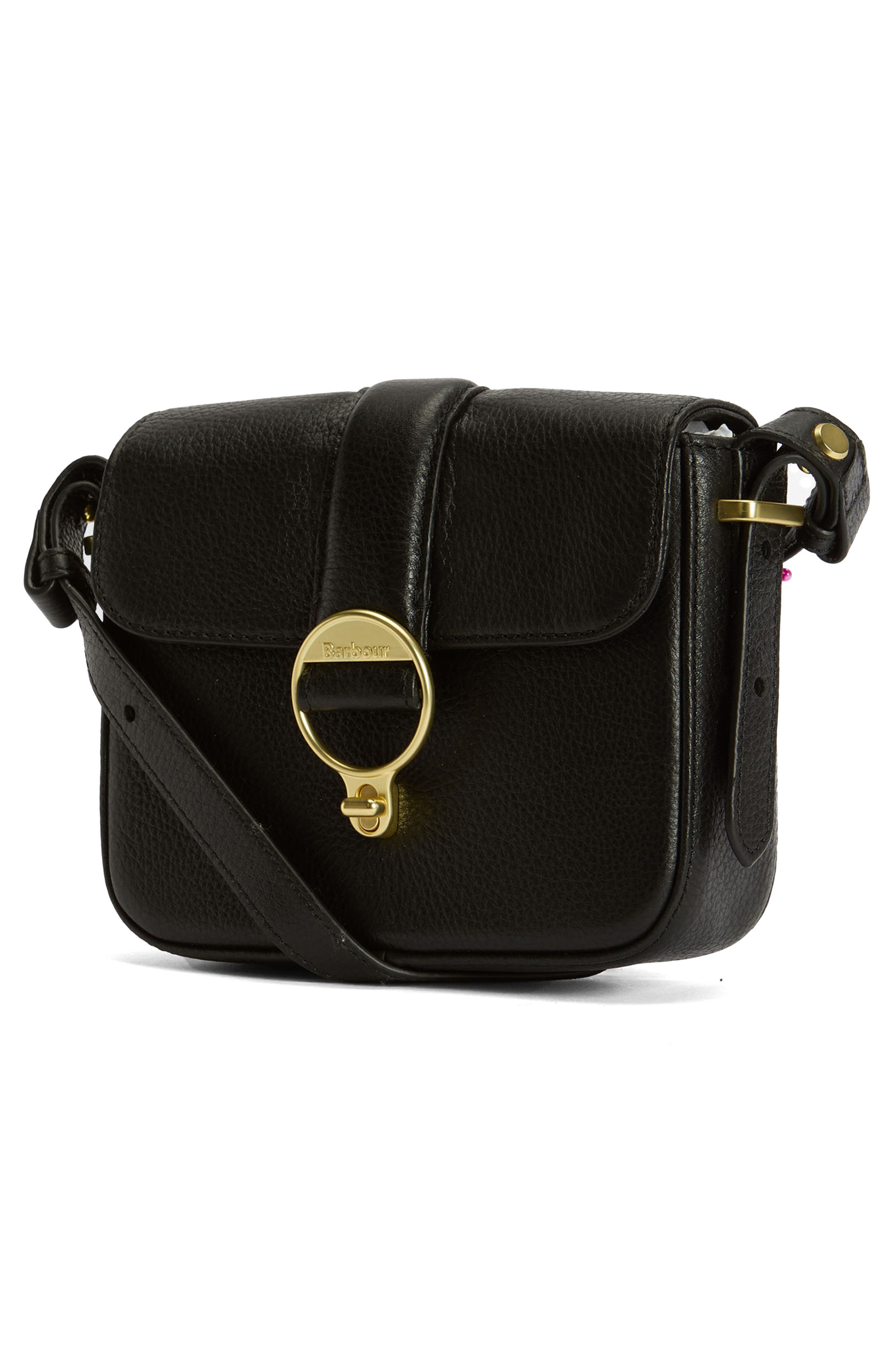 Barbour Mini Rosa Leather Crossbody Bag, Alternate, color, Black