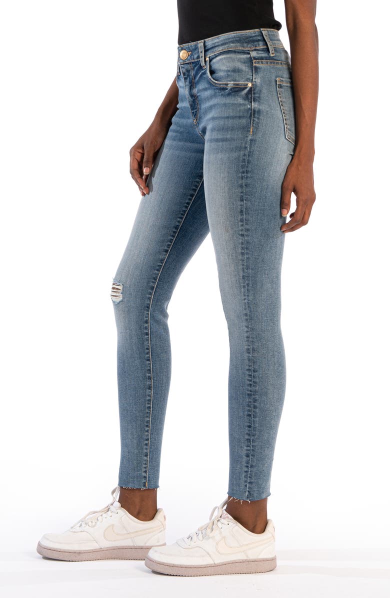 KUT from the Kloth Donna Distressed High Waist Raw Hem Skinny Jeans, Alternate, color, 