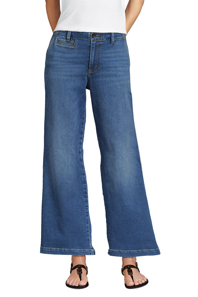 Petite Recover Denim Mid Rise Wide Leg Ankle Jeans, Main, color, Indigo Tide Blue