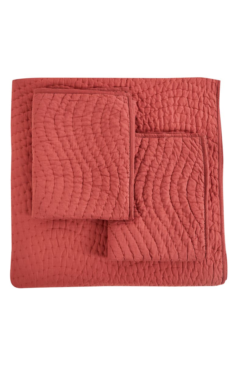 MELANGE HOME Voile Solid Cotton Quilt & Sham Set, Main, color, Burgundy