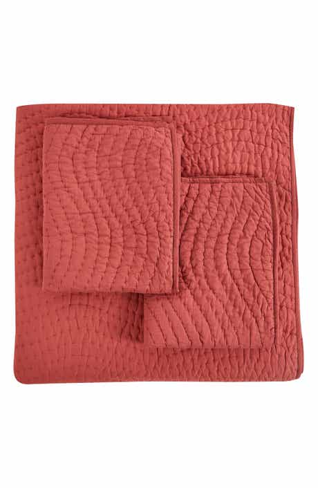 MELANGE HOME Voile Solid Cotton Quilt & Sham Set