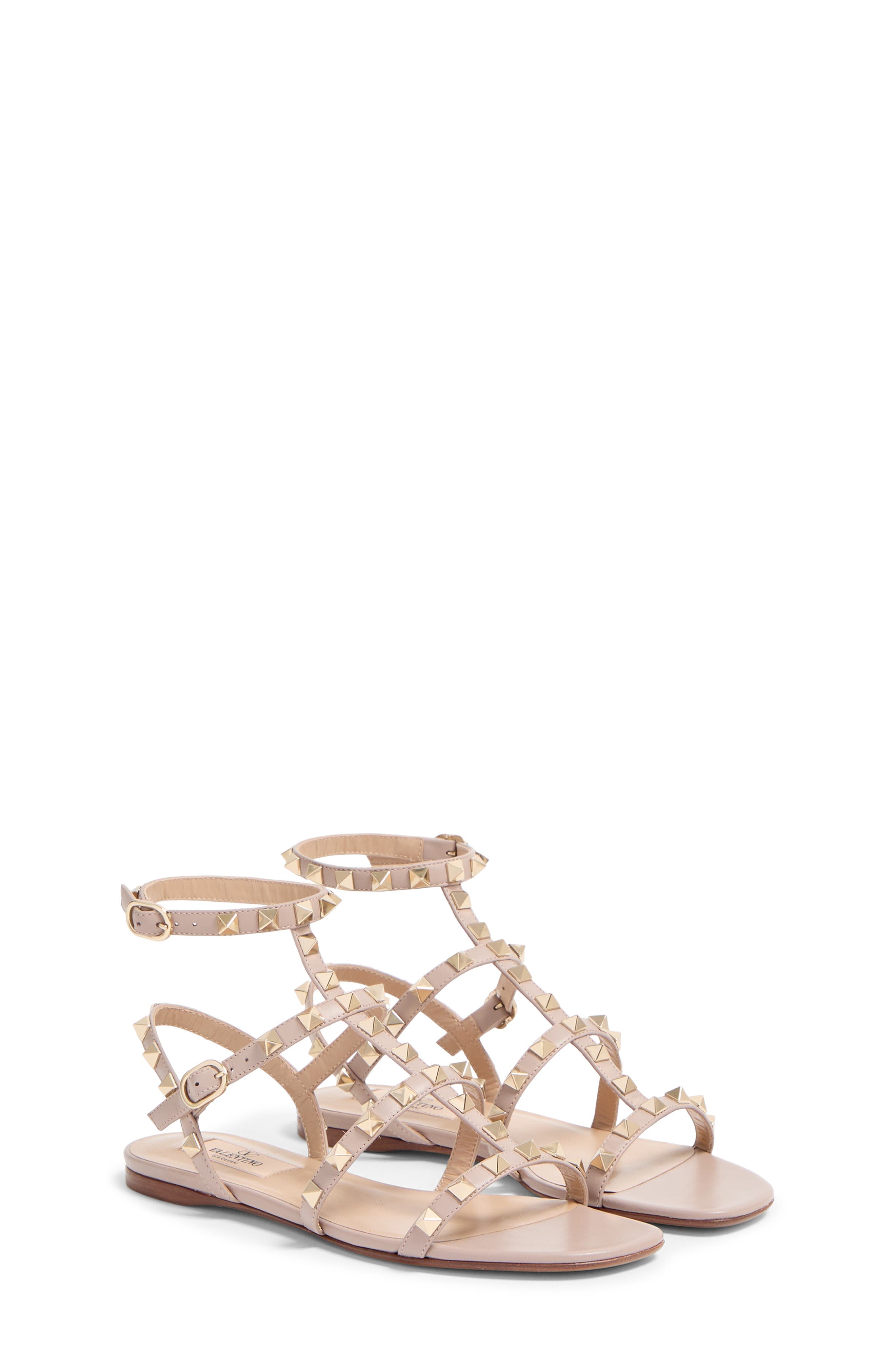 Rockstud Ankle Strap Sandal, Main, color, POUDRE