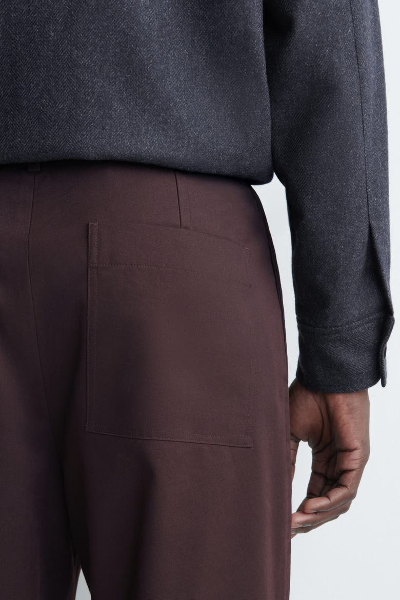 Cropped Cotton Straight-Leg Trousers, Alternate, color, BROWN