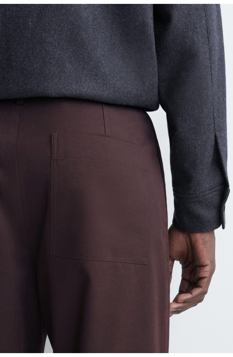 COS Cropped Cotton Straight-Leg Trousers, Alternate, color, Brown