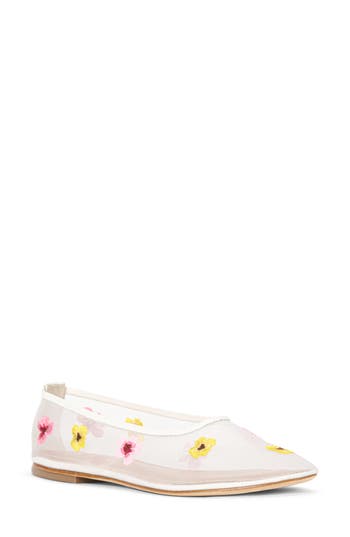 Staud Alba Ballet Flats Blossom Floral Mesh In Pink