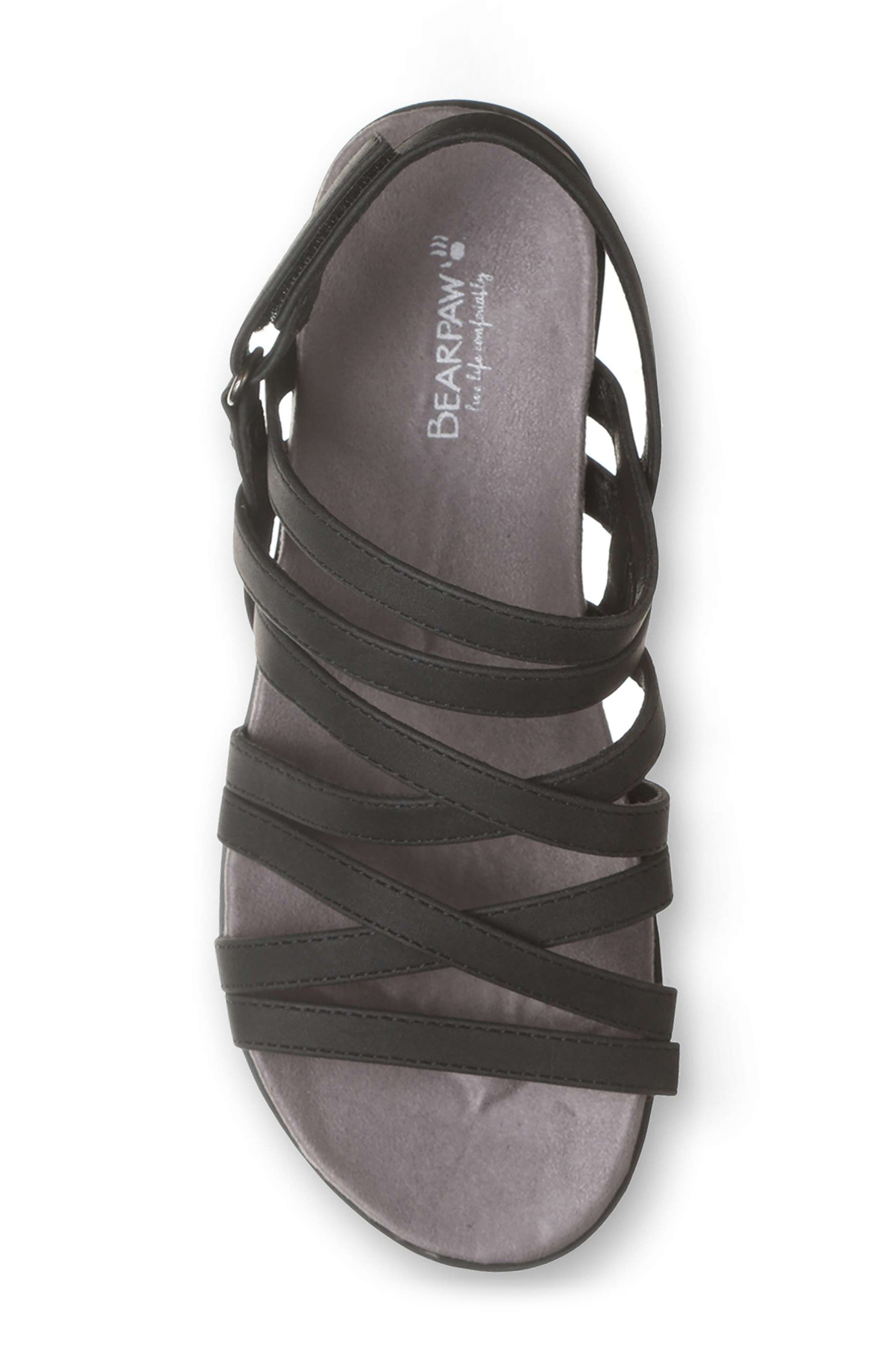 BEARPAW <p>Crete Faux Leather Sandal (Women)</p>, Alternate, color, Black