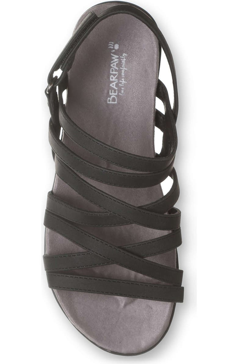 BEARPAW <p>Crete Faux Leather Sandal (Women)</p>, Alternate, color, Black