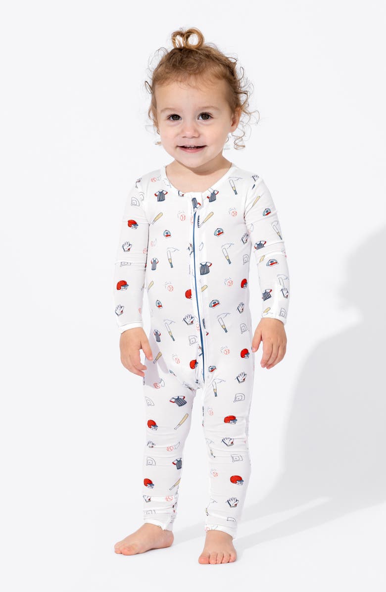 Bellabu Bear Kids' Baseball Fitted Convertible One-Piece Pajamas, Alternate, color, 