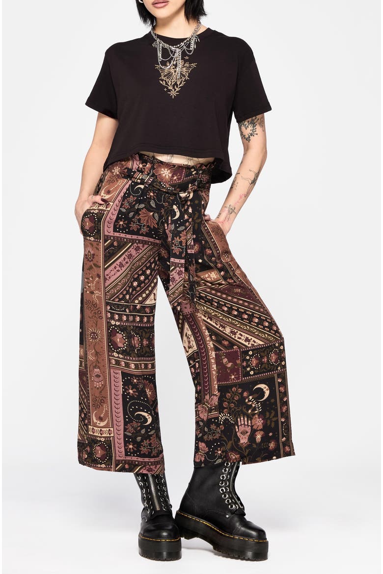 Nola Folk Patchwork Culotte, Alternate, color, Black