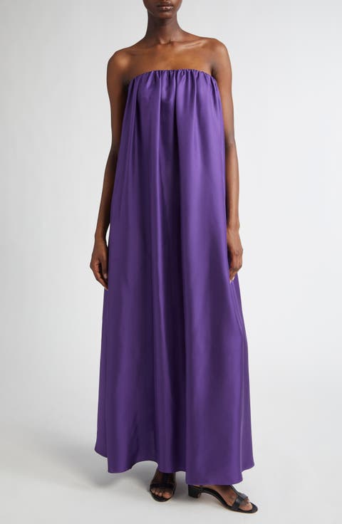 Edda Strapless Silk Twill Dress