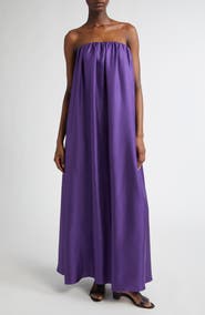 Max Mara Edda Strapless Silk Twill Dress