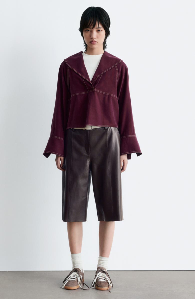 & Other Stories Sailor Collar Crop Top, Alternate, color, Red Dark