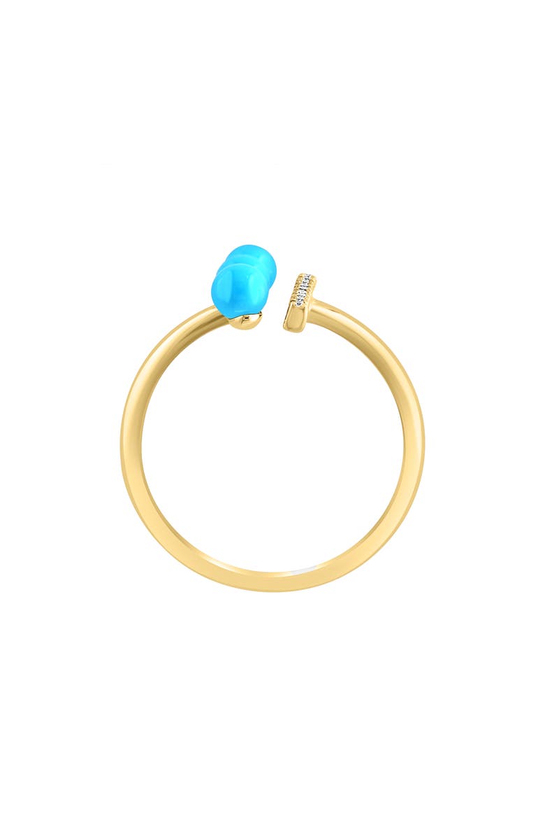 EFFY 14K Yellow Gold Diamond & Turquoise Open Band Ring, Alternate, color, Blue