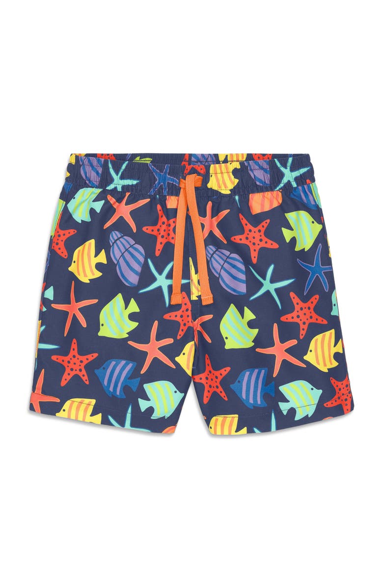 Primary Kids Swim Trunk In Under The Sea, Main, color, Sunwashed Navy Under The Sea