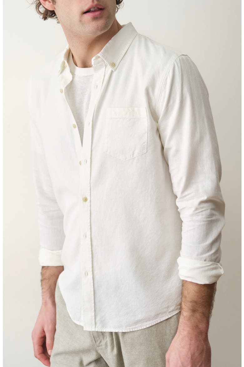 Better-than-Linen Hemp Blend Button-Down Shirt, Alternate, color, WHITE