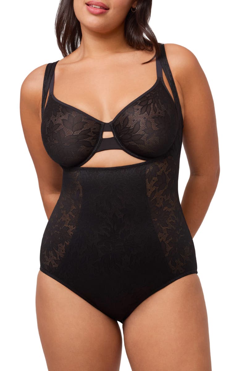 Montelle Intimates Contour Smoothing Bodysuit, Main, color, Black