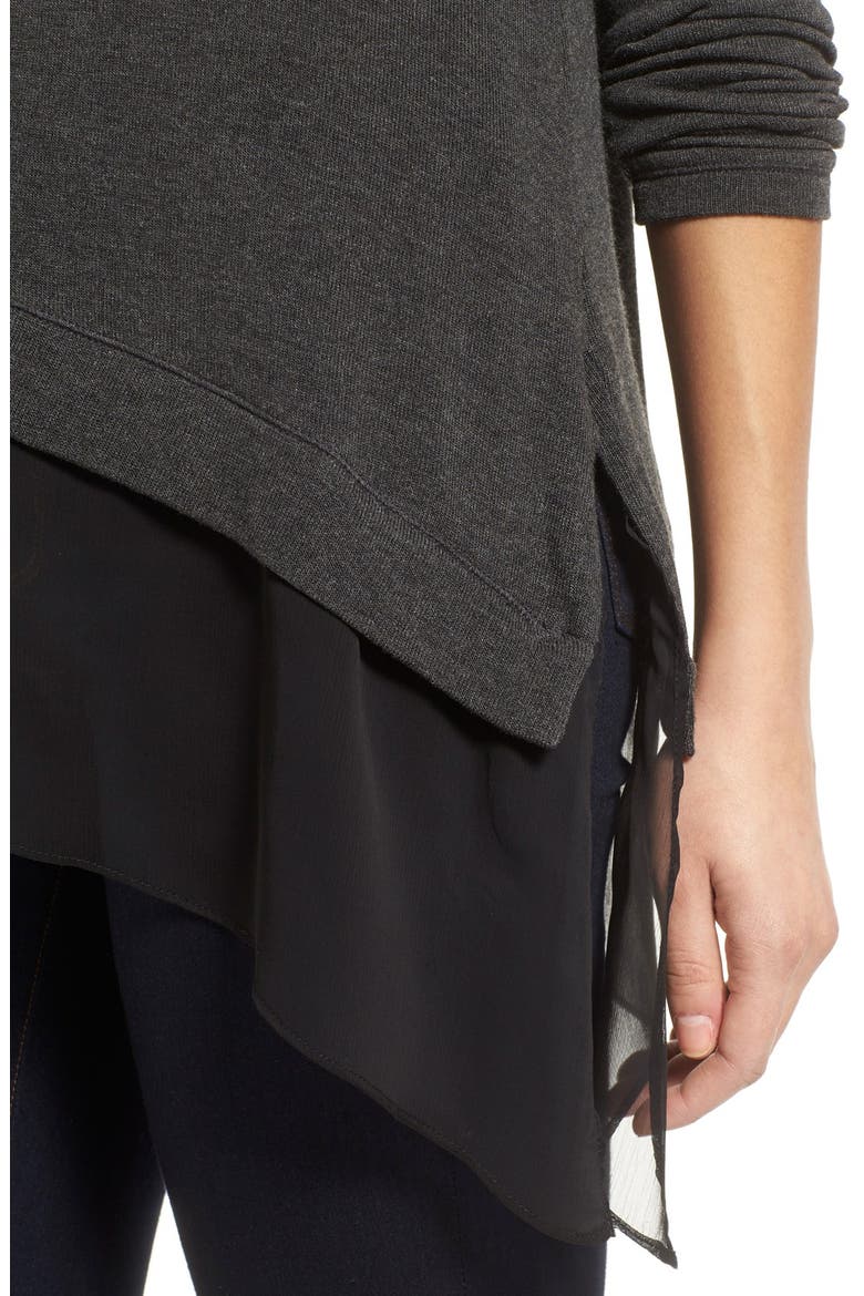 Matty M Asymmetrical Hem Layer Look Top, Alternate, color, GRAPHITE