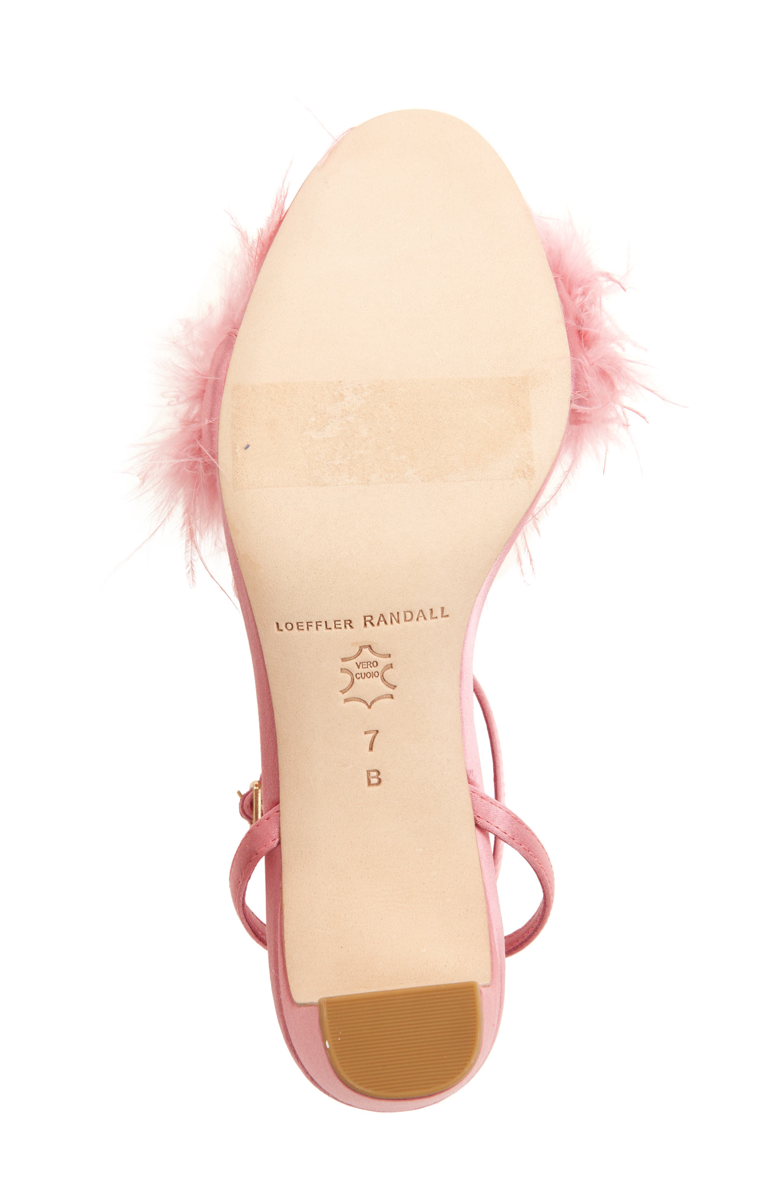 Loeffler Randall Senna Ostrich Feather Ankle Strap Sandal, Alternate, color, Rose