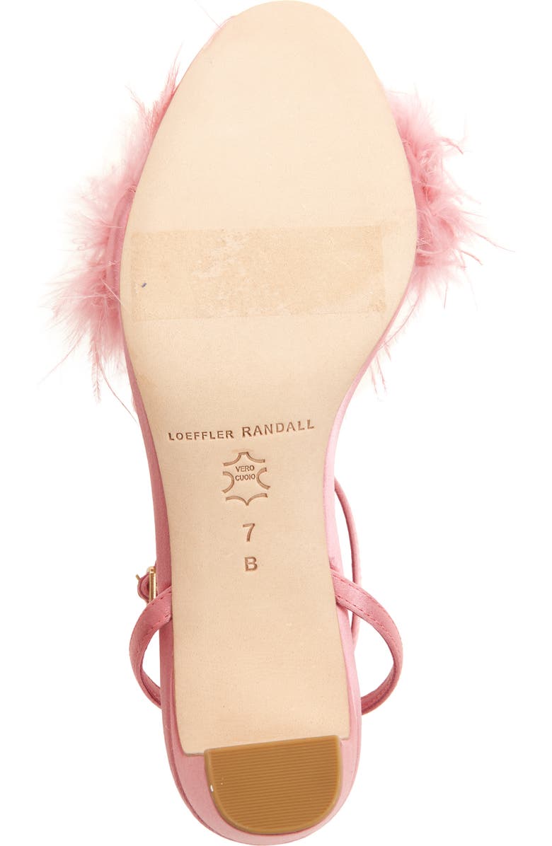 Loeffler Randall Senna Ostrich Feather Ankle Strap Sandal, Alternate, color, Rose