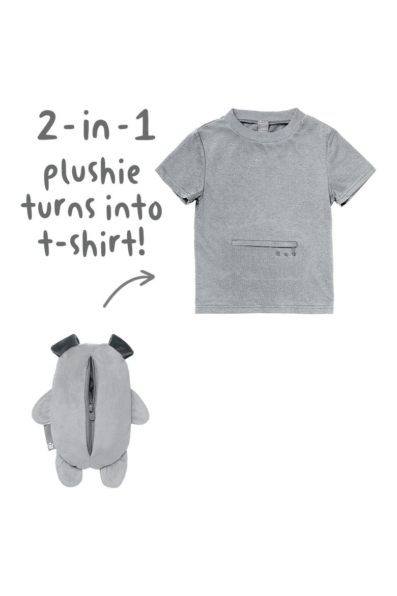 Pimm the Puppy 2-in-1 Stuffed Animal T-Shirt, Alternate, color, GREY MARL MIX