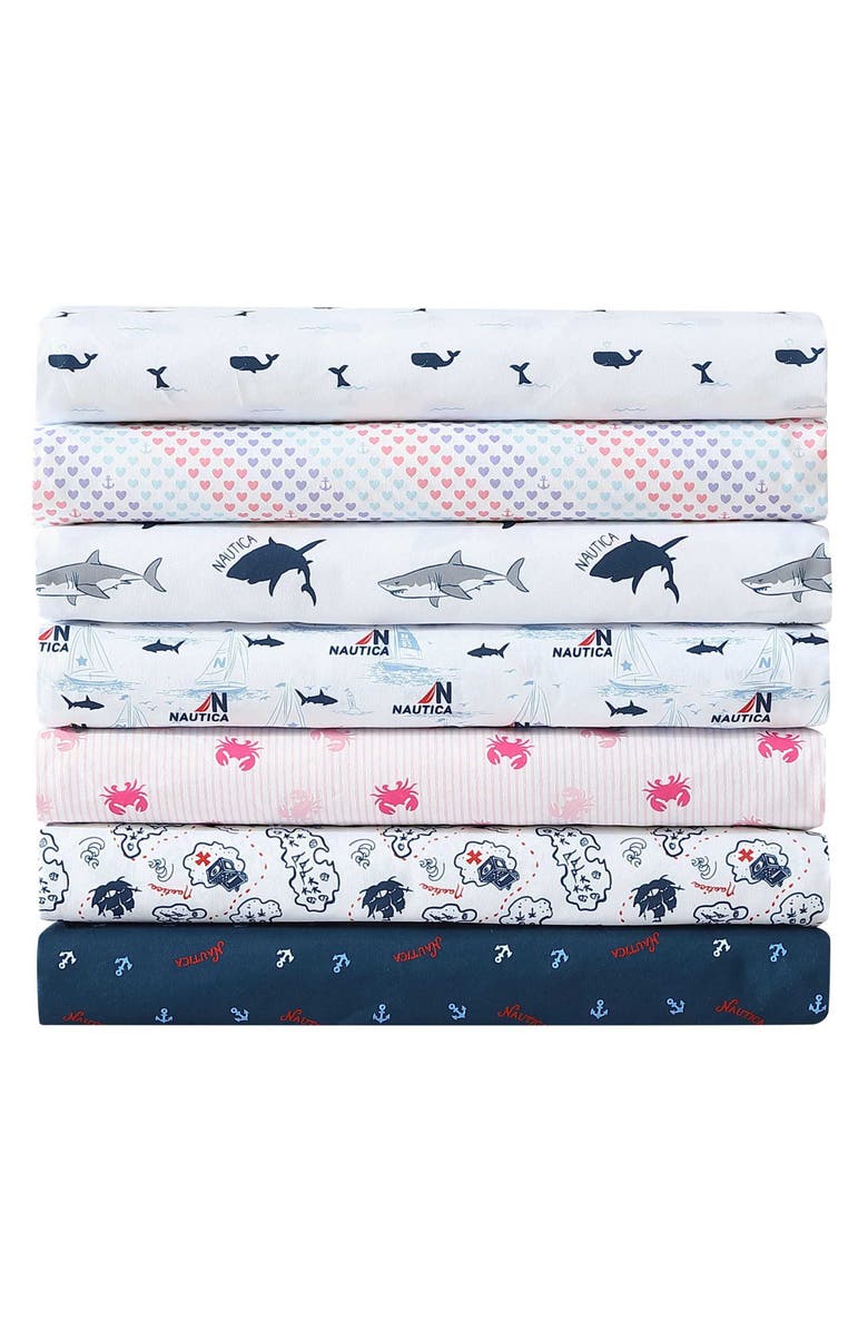 Nautica Oswald Heart Print Microfiber Sheet Set, Alternate, color,
