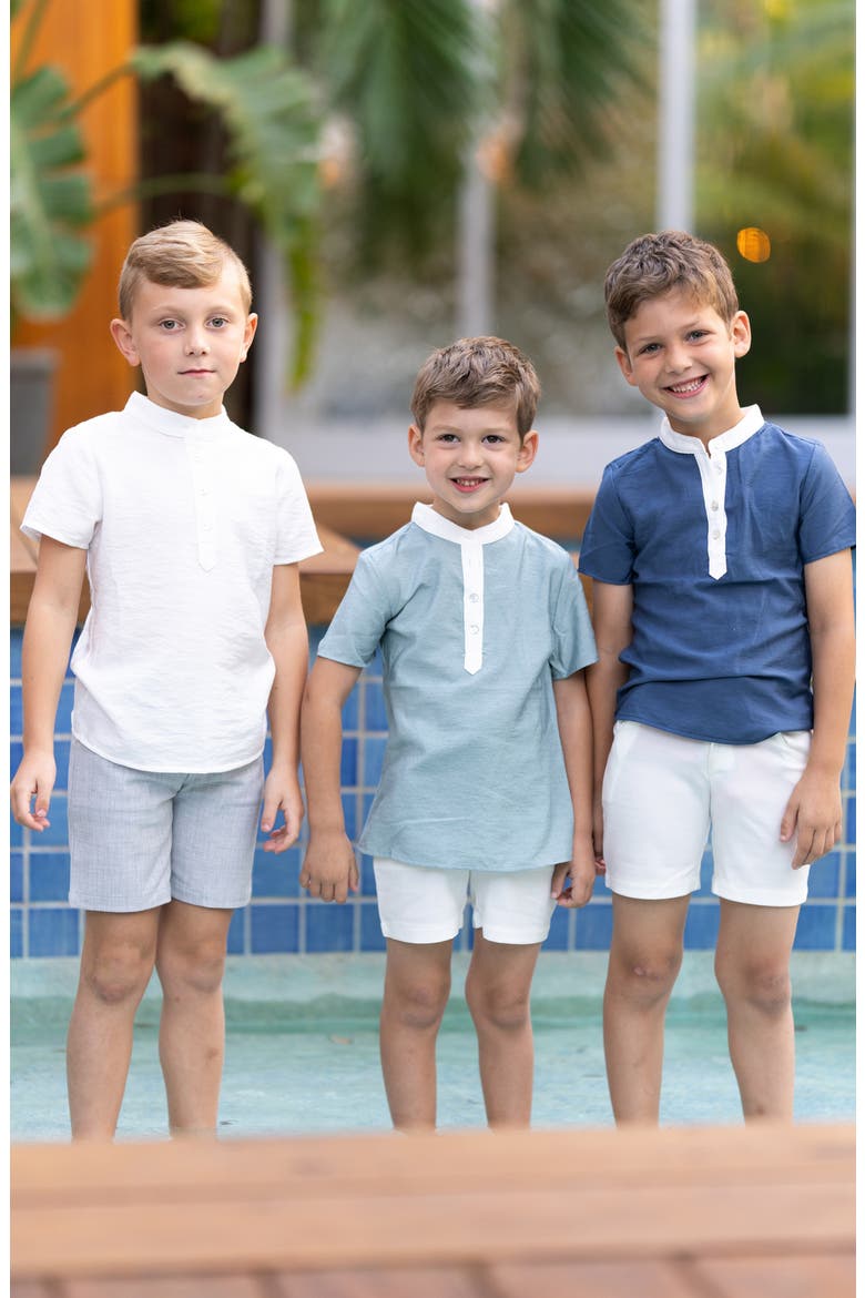 Dotted Mock Neck Henley, Alternate, color, WHITE