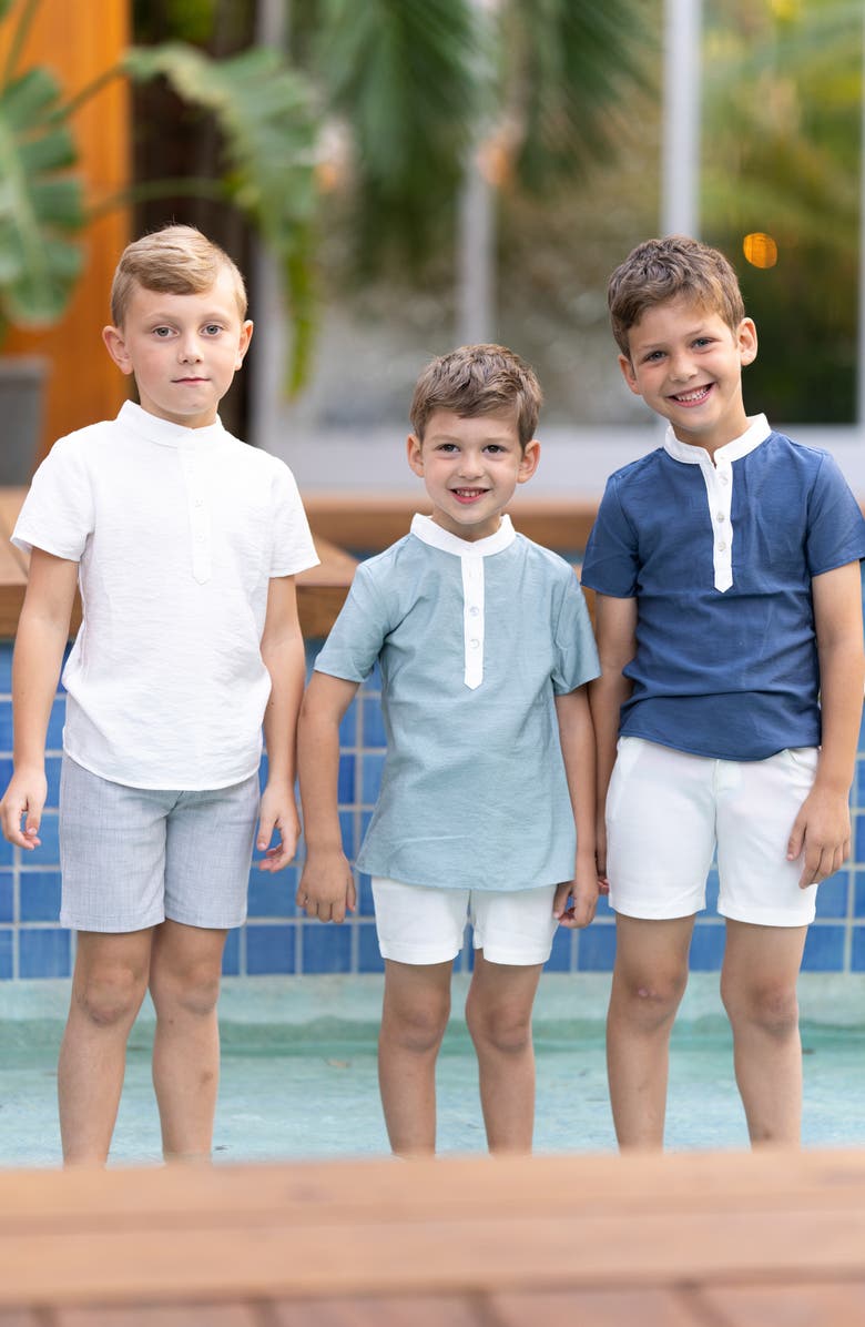 Manière Dotted Mock Neck Henley, Alternate, color, White