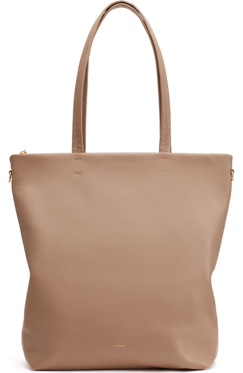 Cuyana Tall Easy Zipper Tote, Main, color, Cappuccino