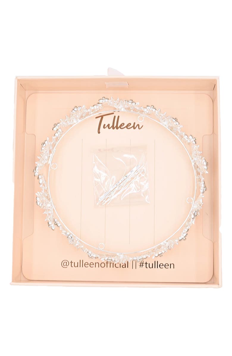 Tulleen Rhinestone Floral Wreath Crown, Alternate, color, Silver