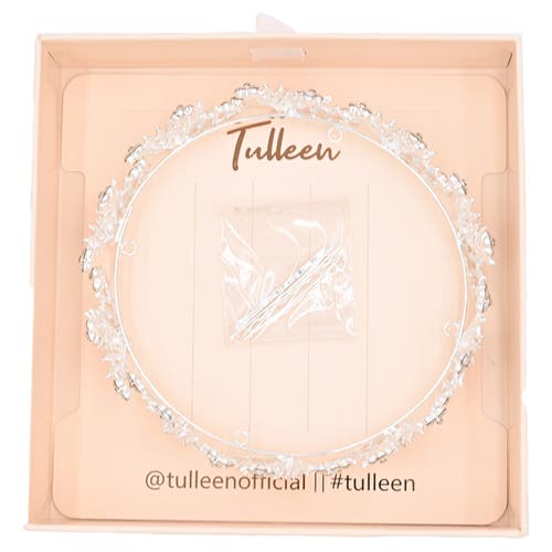 Tulleen Rhinestone Floral Wreath Crown In Silver