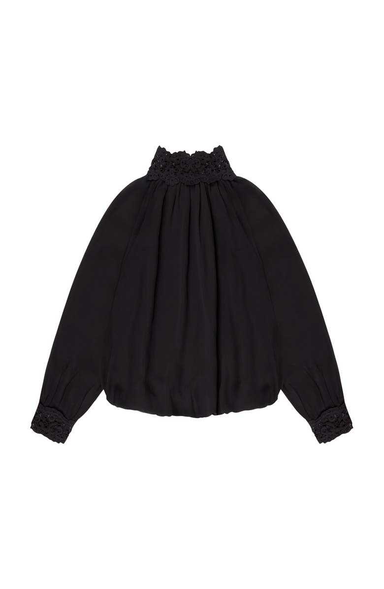 Ro&Zo Lace Neck And Cuff Blouse, Alternate, color, Black