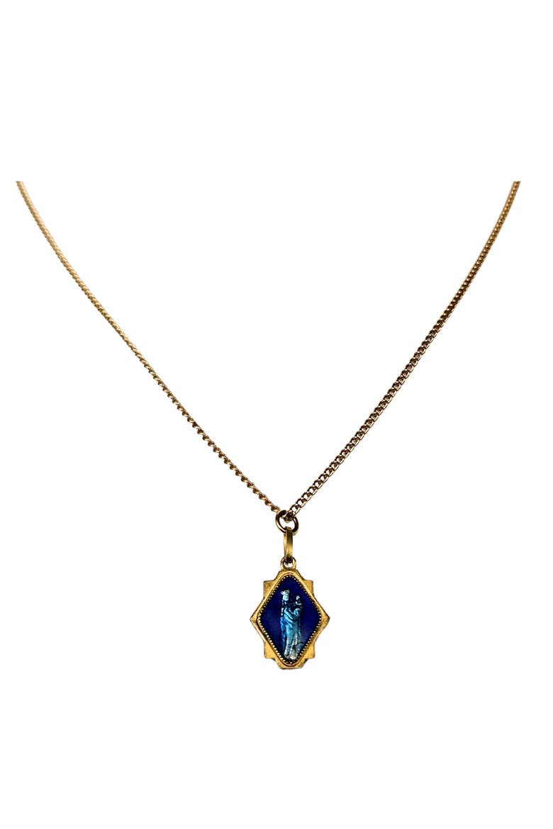 Vintage Virgin Mary Miraculous Pendant Necklace, Main, color, gold