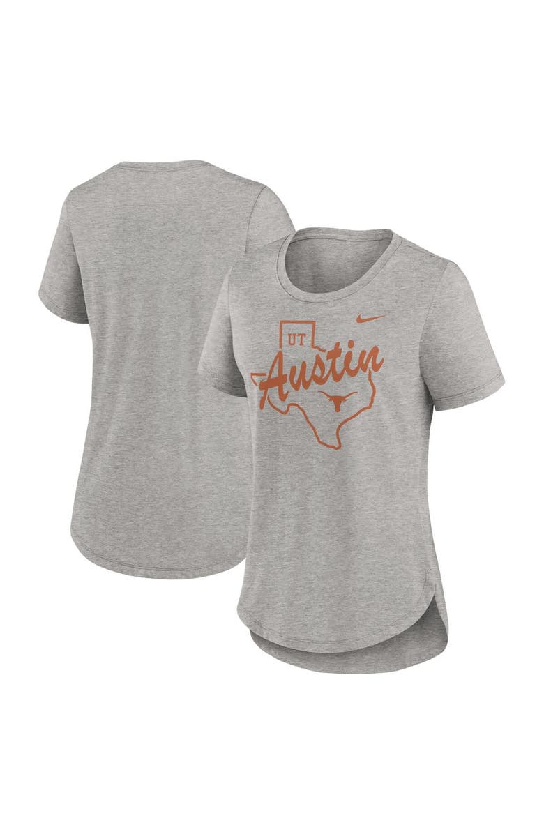 Nike Women's Nike Heather Gray Texas Longhorns Local Campus Location Mantra Tri-Blend T-Shirt, Alternate, color, Heather Gray