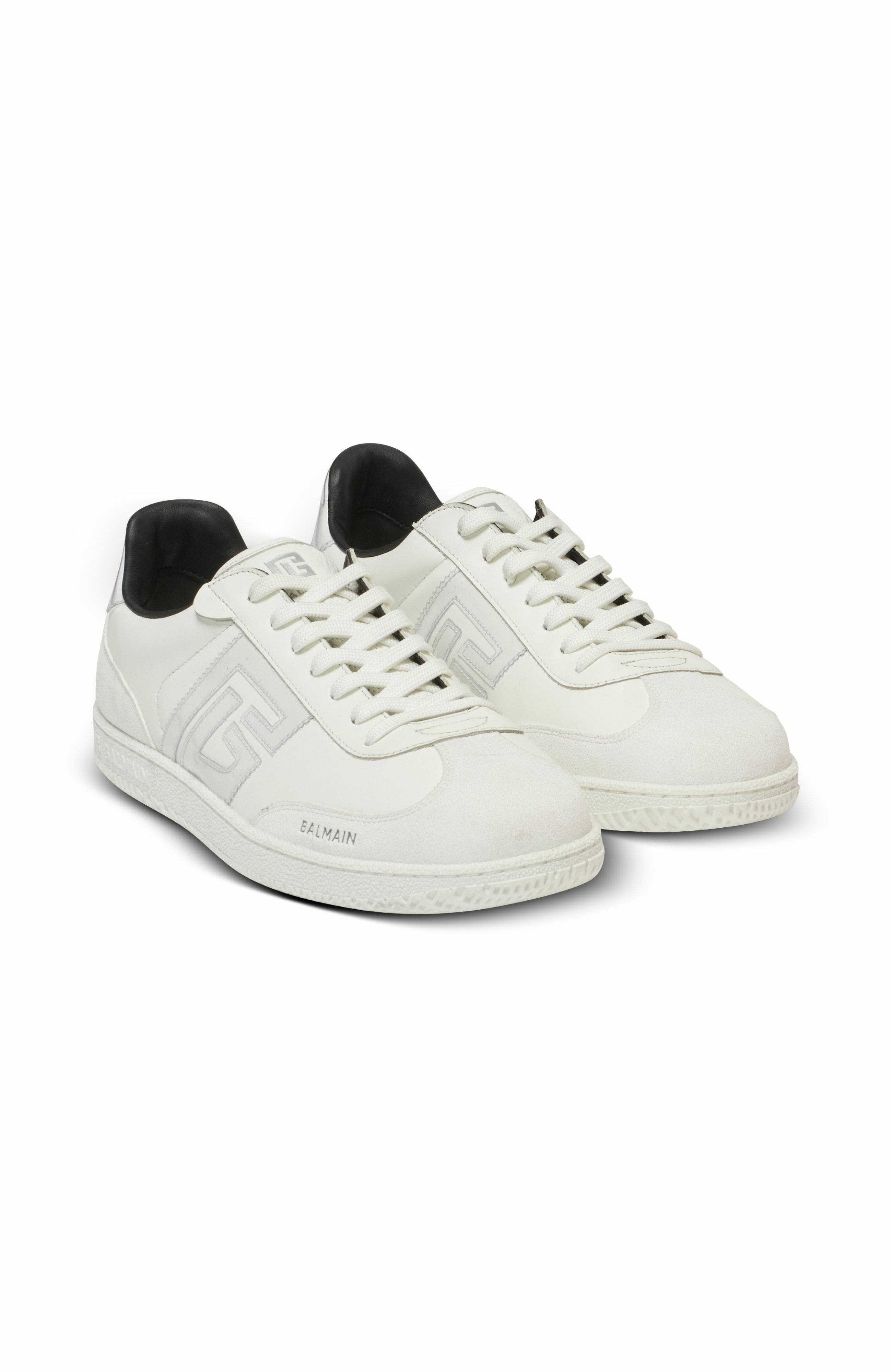 Suede Balmain Swan Trainers, Alternate, color, White