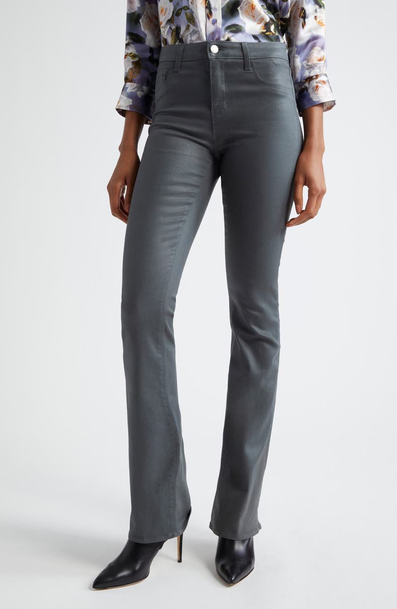 L'AGENCE Selma High Waist Baby Boot Jeans, Main, color, Dark Shadow Coated