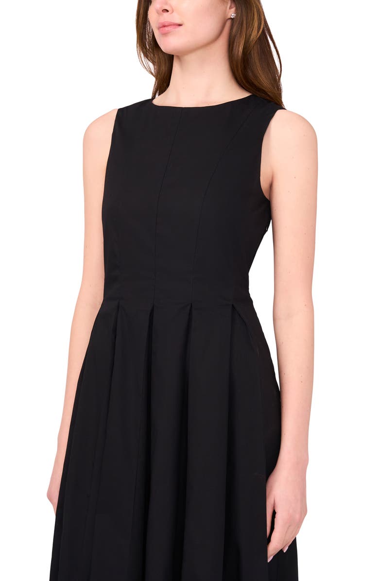 Halogen<sup>®</sup> Pleated Poplin Midi Dress, Alternate, color, Rich Black 060