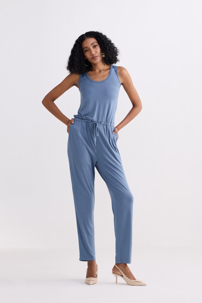 Relaxed Drawstring Jumpsuit, Alternate, color, Blue