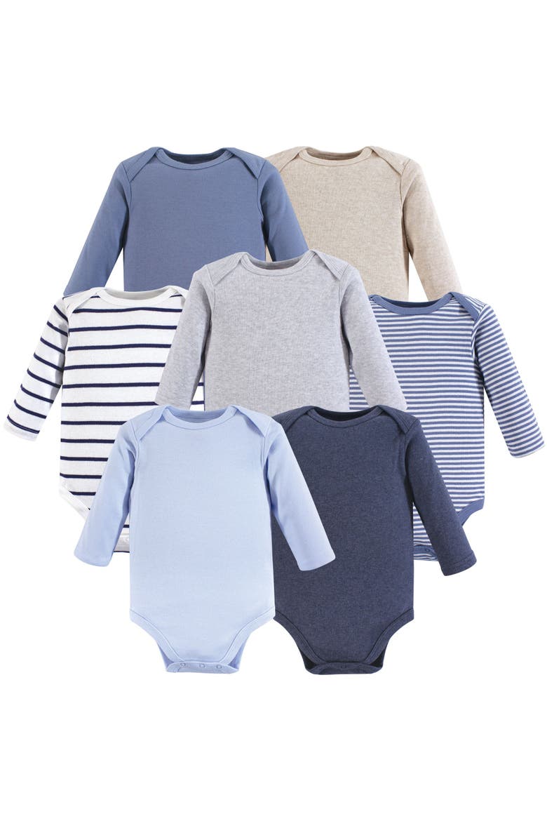 Long-Sleeve Cotton Bodysuit Collection 7-Piece Set, Main, color, Boy Basic