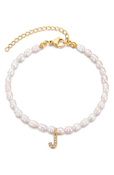 Freshwater Pearl Initial Charm Bracelet